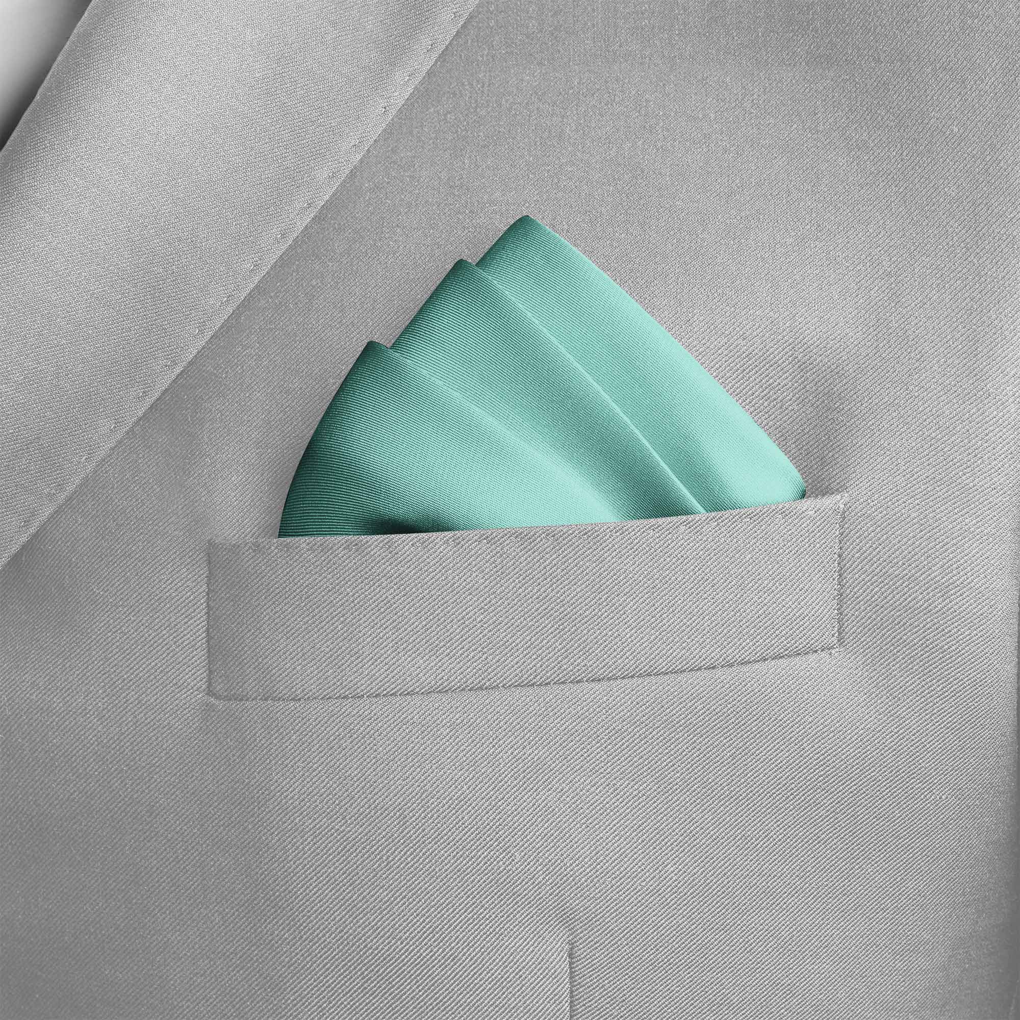 THE SOLID AQUAMARINE SILK POCKET SQUARE