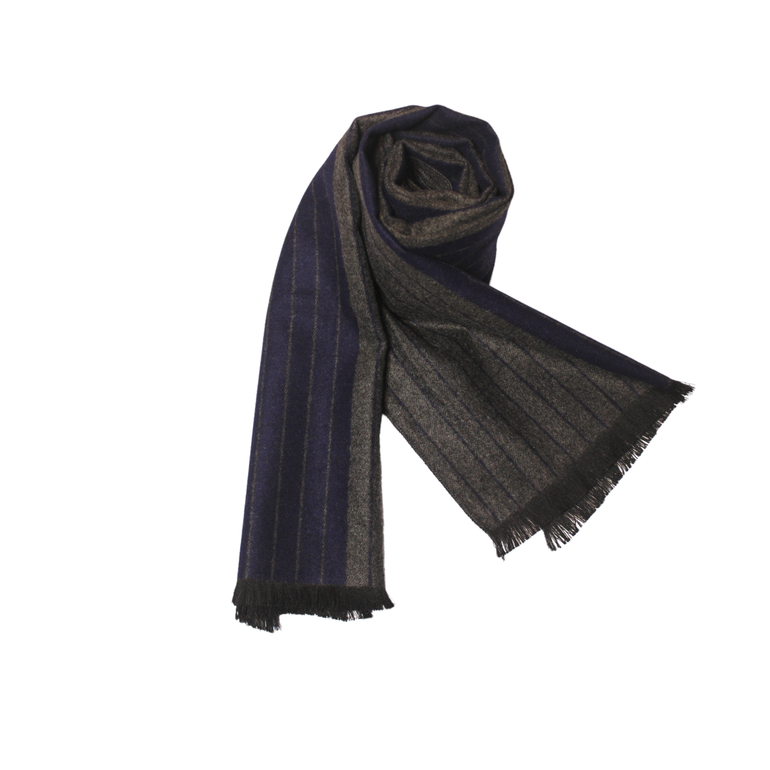 LINEAR LUXE BLUE WOOL SCARF