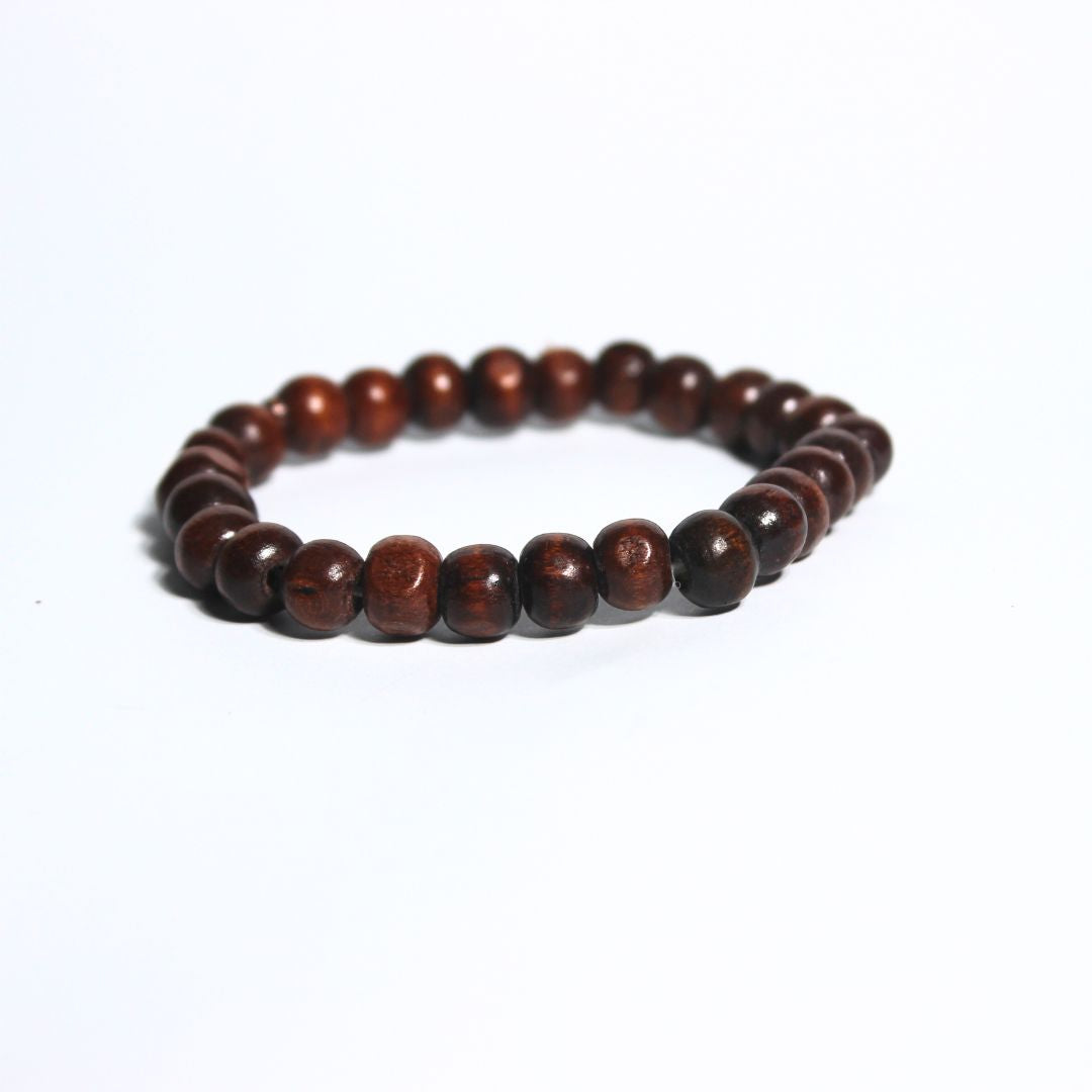 WOOD BROWN BEADED BRACELET