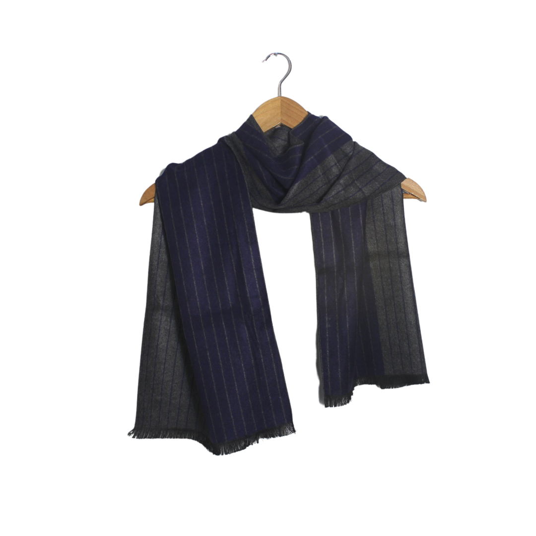 LINEAR LUXE BLUE WOOL SCARF