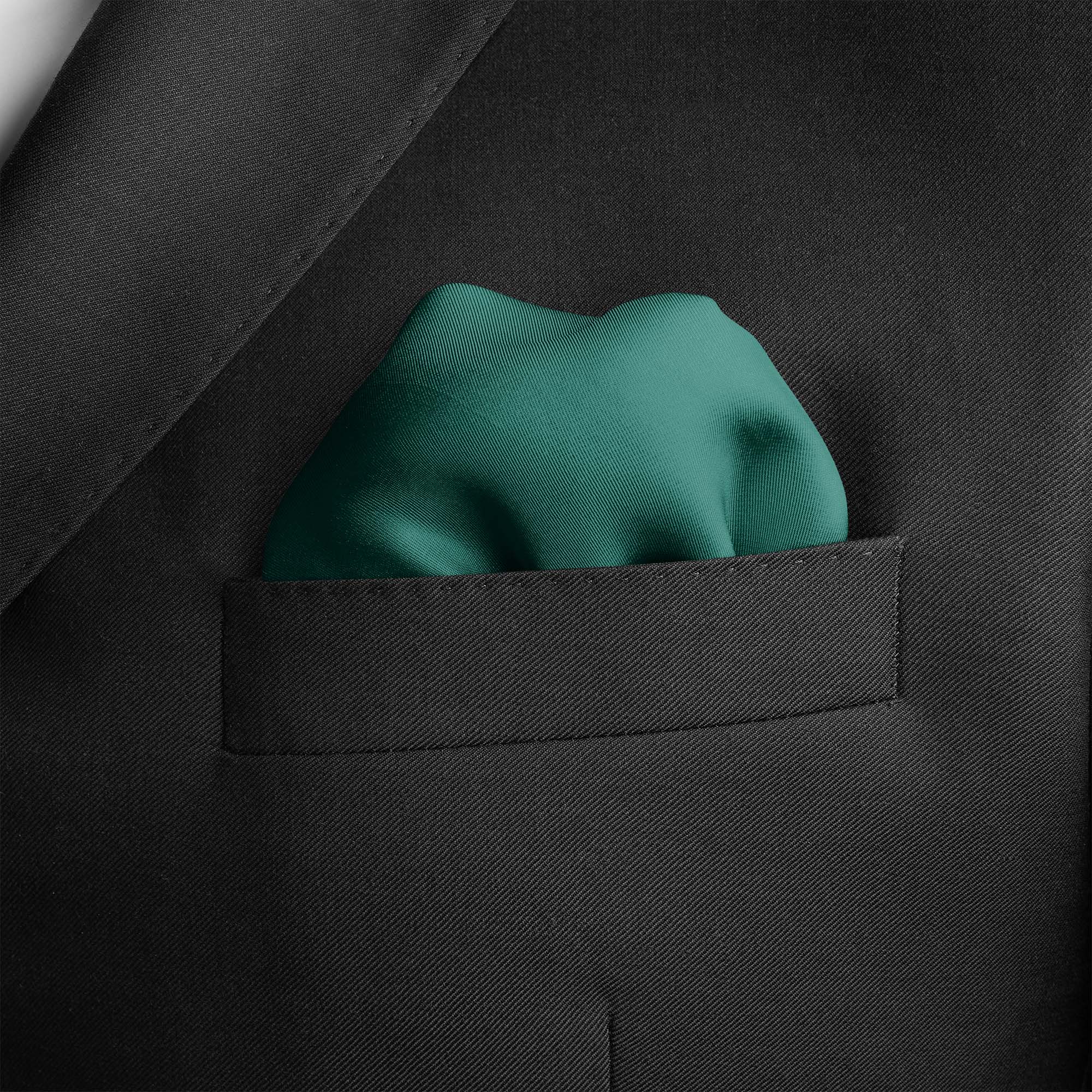 THE SOLID CARIBBEAN GREEN SILK POCKET SQUARE