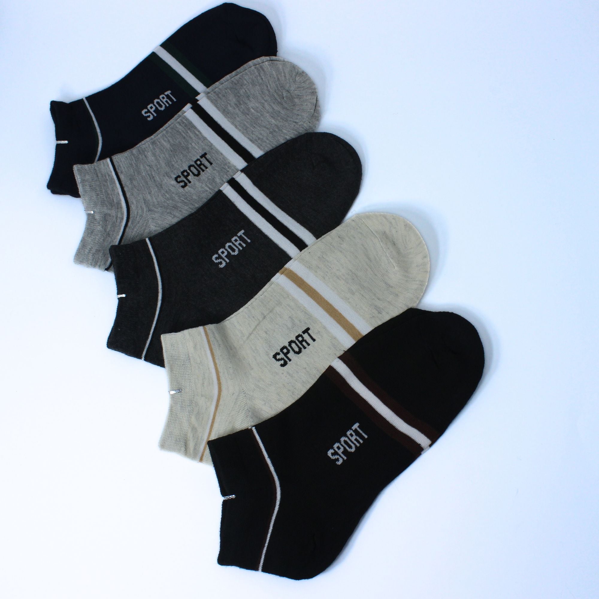 SPORT STRIPE ANKLE SOCKS SET: