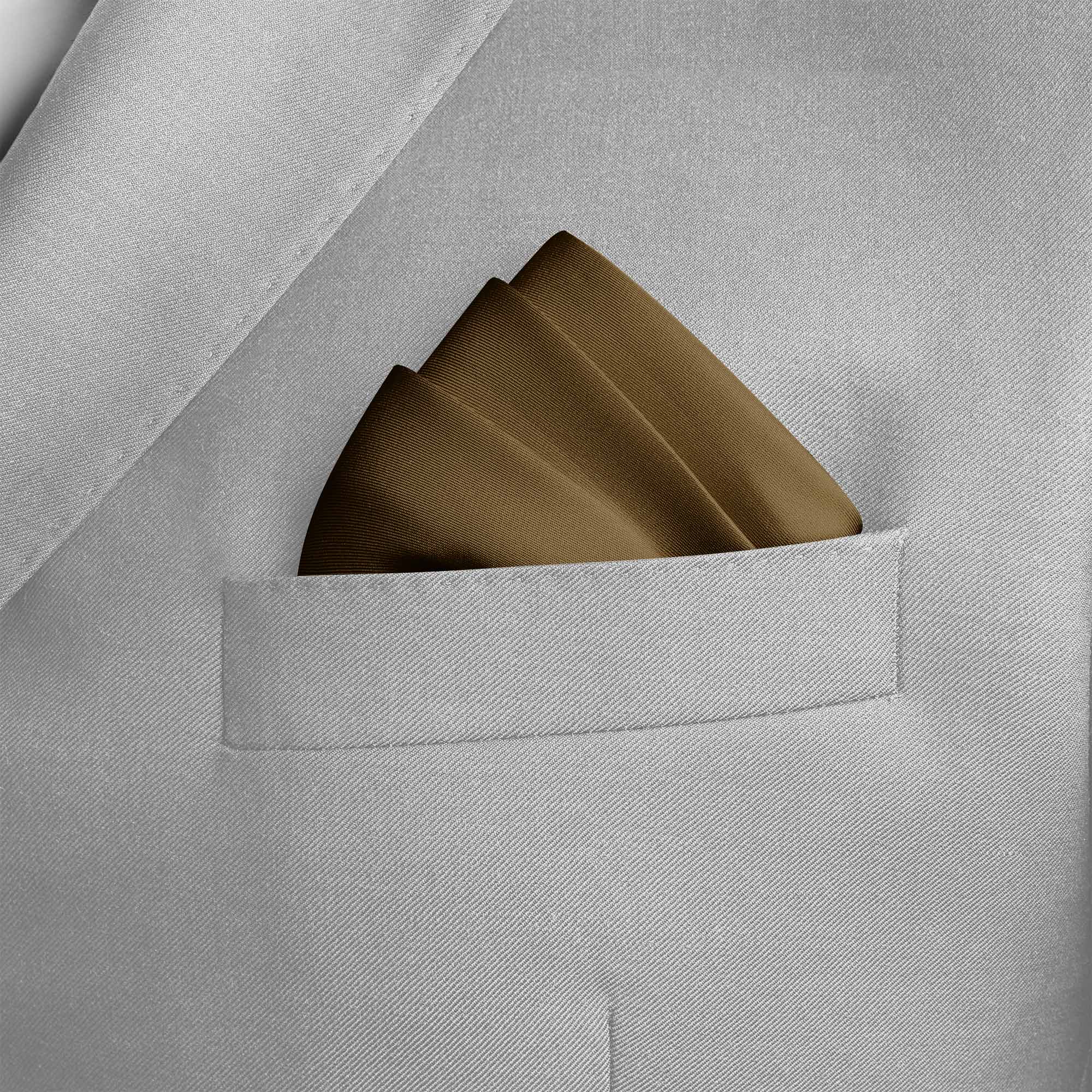 THE SOLID ANTIQUE GOLD SILK POCKET SQUARE