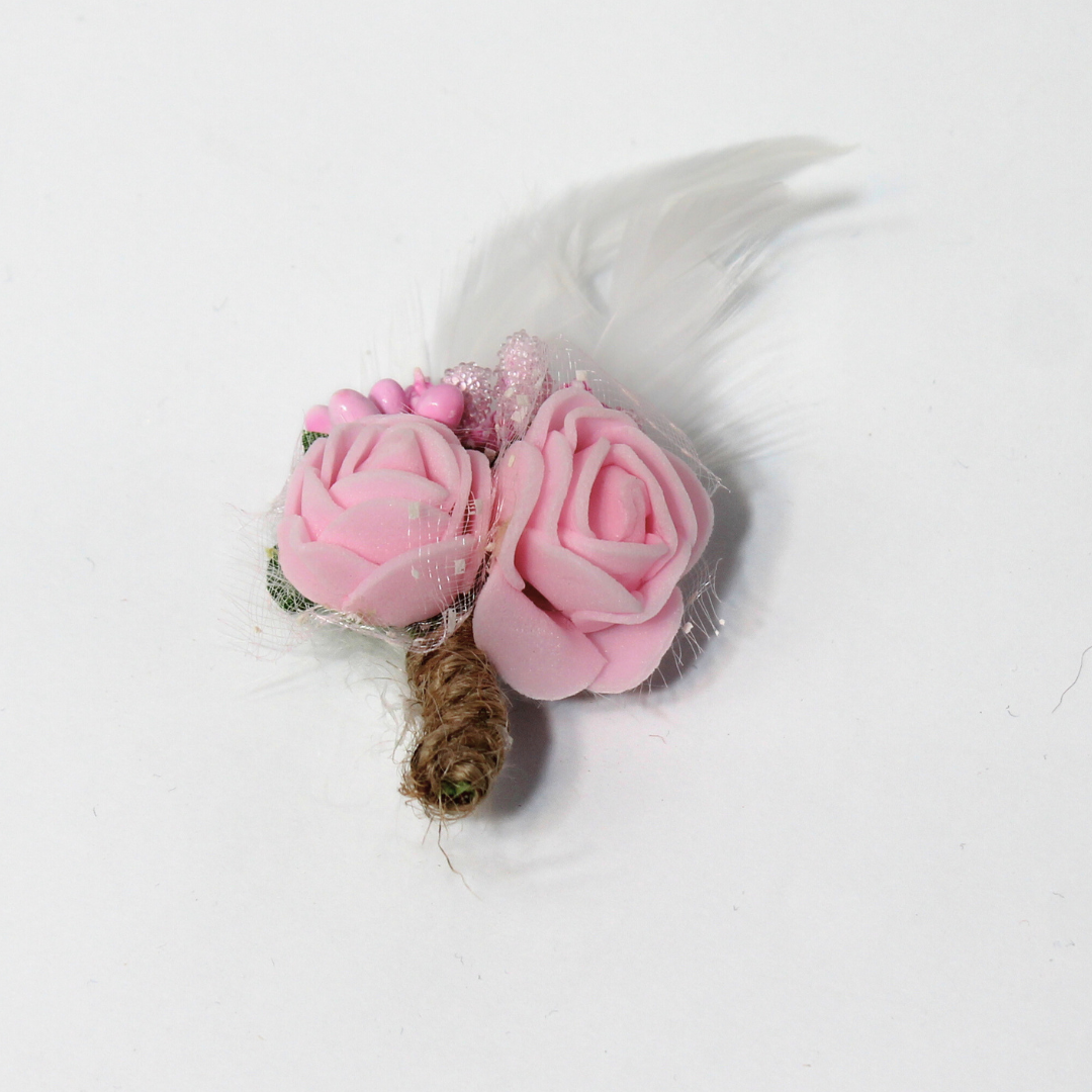 POWDER PINK FEATHERED BOUQUET BROOCH