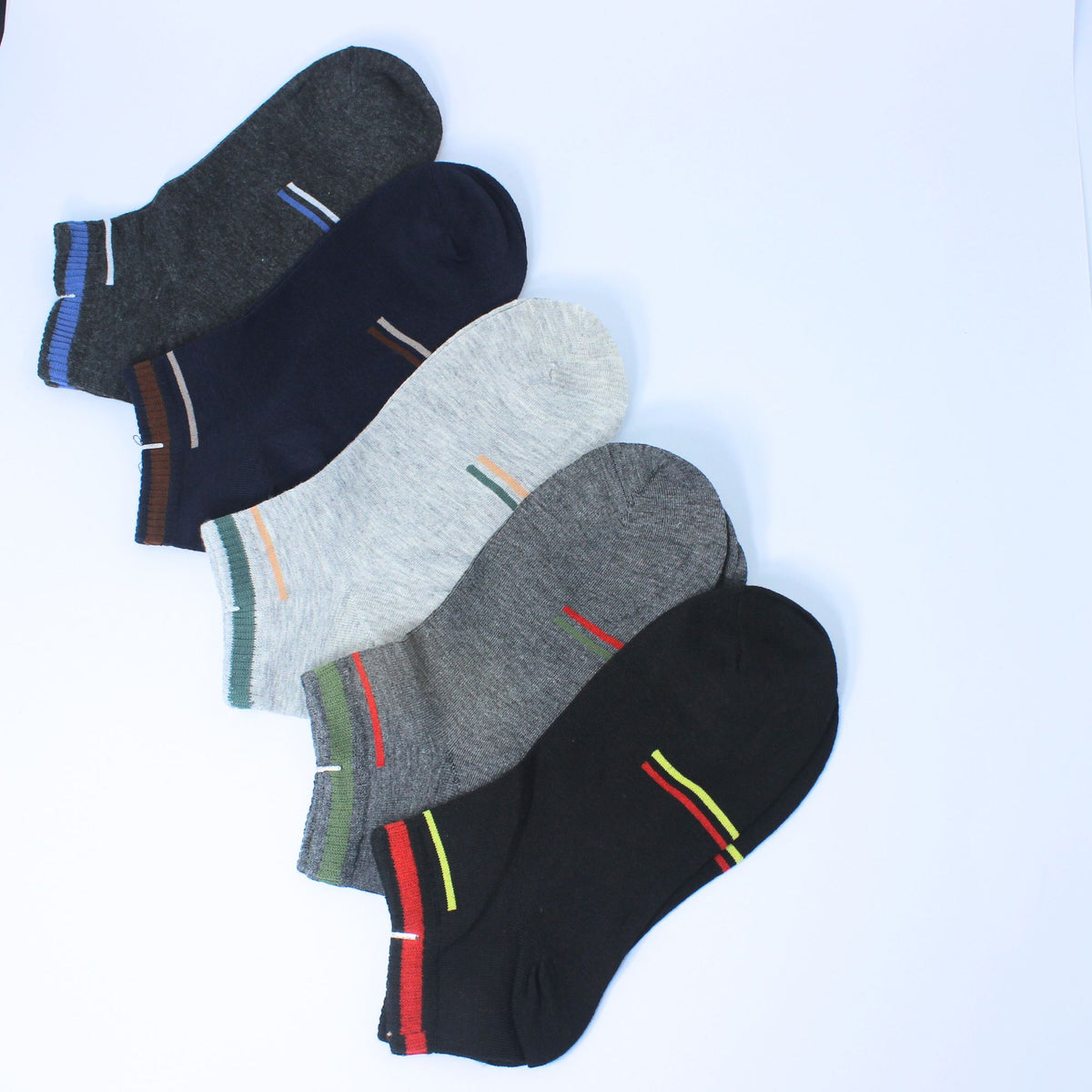 DOUBLE STRIPE RIBBED TOP ANKLE SOCKS SET