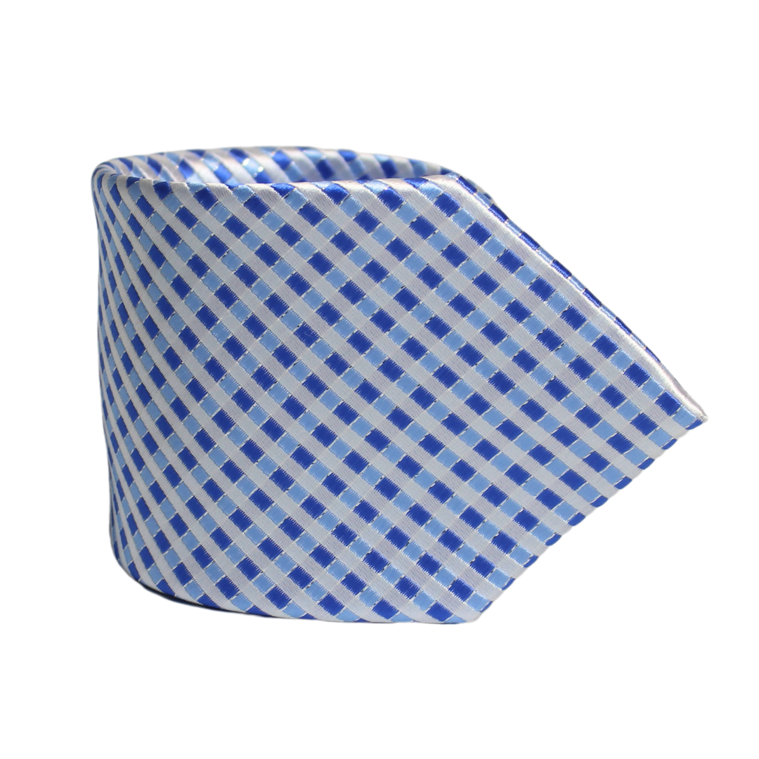 AZURE BLUE CHECKERED TIE