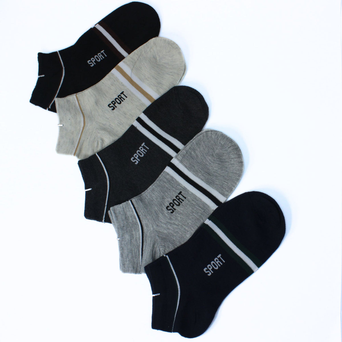 SPORT STRIPE ANKLE SOCKS SET: