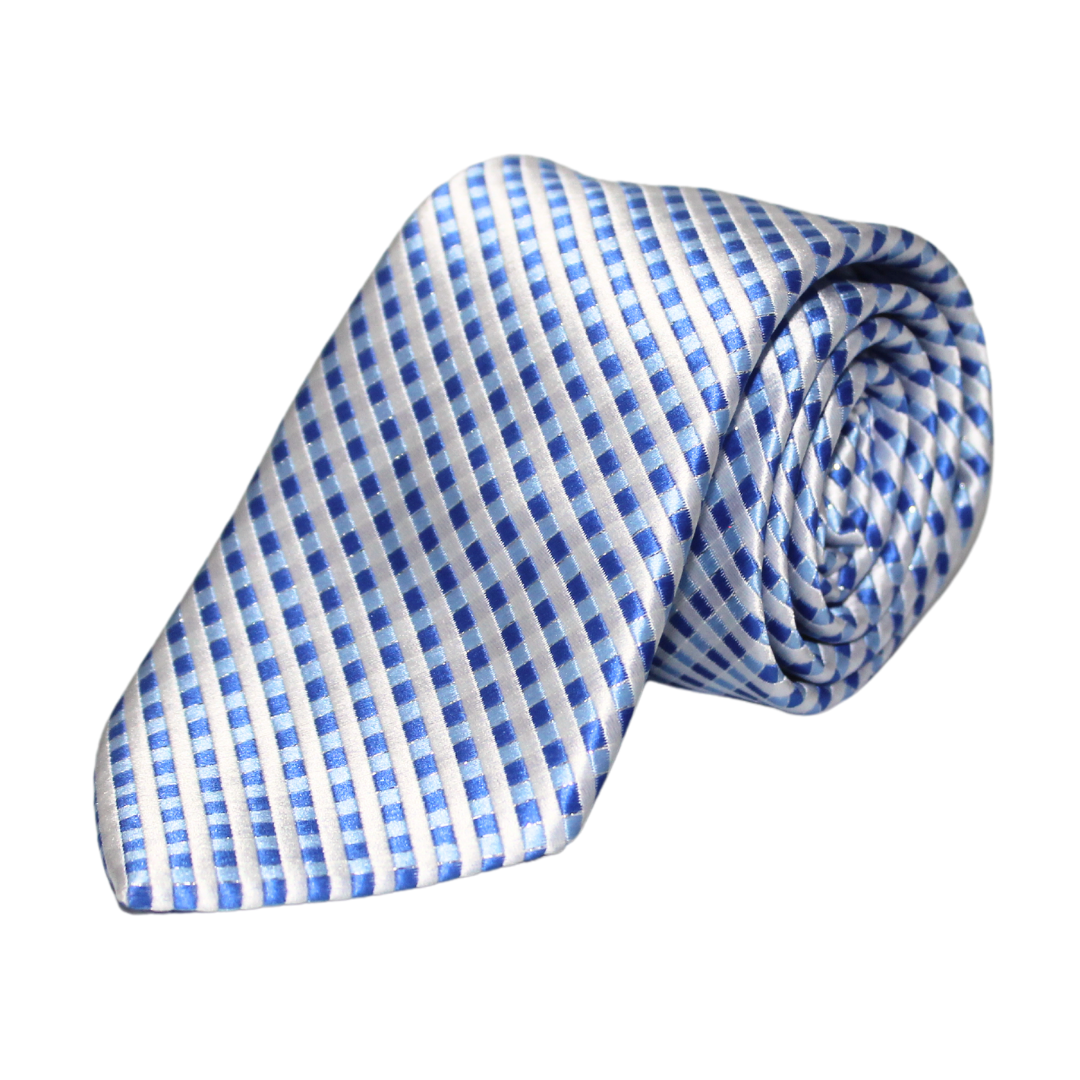 AZURE BLUE CHECKERED TIE