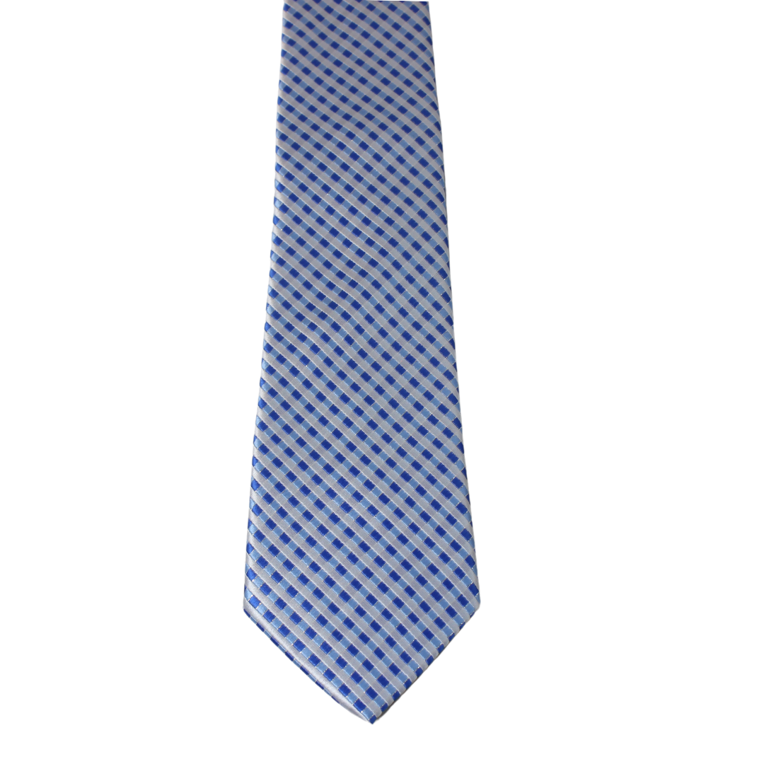 AZURE BLUE CHECKERED TIE