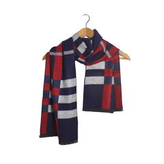 RED & BLUE CHECKMATE WOOL SCARF