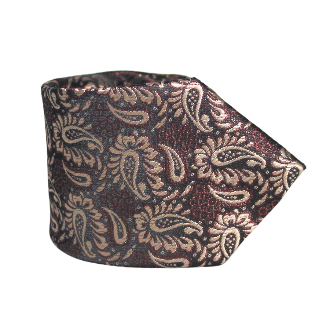 DEEP BROWN TWIN PAISLEY TIE