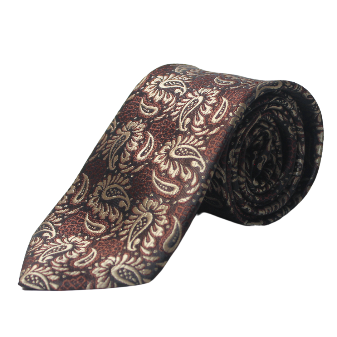 DEEP BROWN TWIN PAISLEY TIE