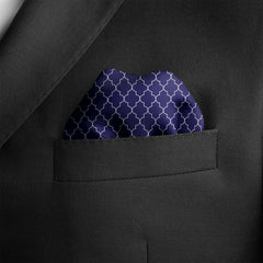 BLUE WHITE TARTAN SILK POCKET SQUARE