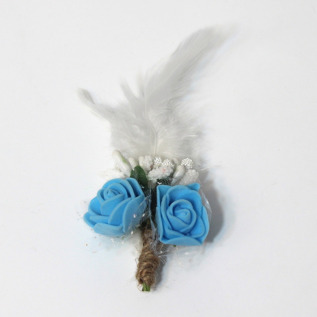 ICE BLUE FEATHERED BOUQUET BROOCH