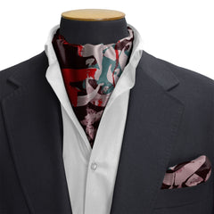 CALLIGRAPHIC MOSAIC SILK CRAVAT & POCKET SQUARE SET