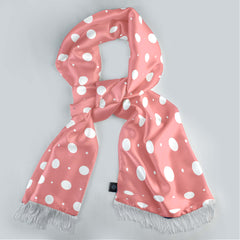 PEACH WITH WHITE POLKA SILK SCARF & POCKET SQUARE SET