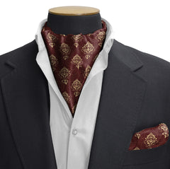 CAPUT MORTUUM DARK SILK CRAVAT & POCKET SQUARE SET