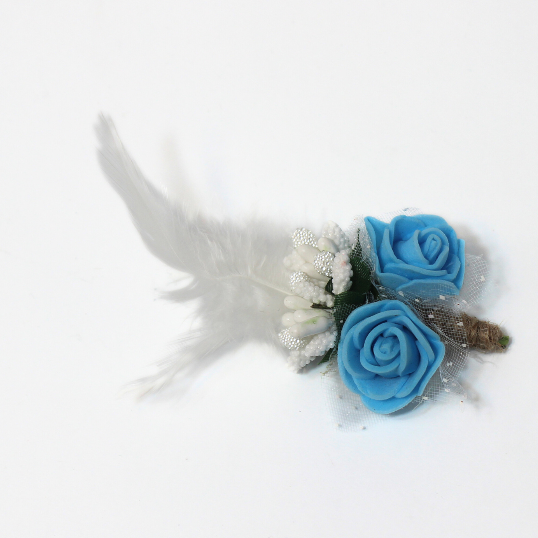 ICE BLUE FEATHERED BOUQUET BROOCH