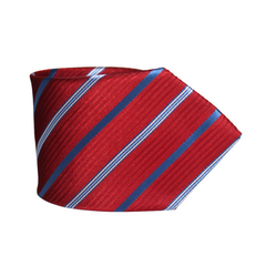 BRIGHT RED AND BLUE CLUB STRIPED TIE