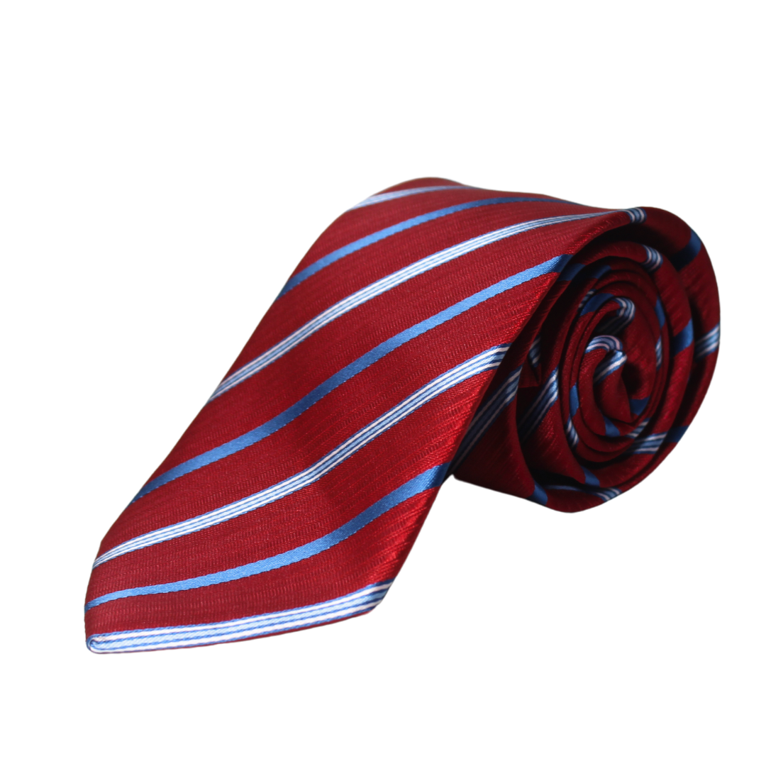 BRIGHT RED AND BLUE CLUB STRIPED TIE