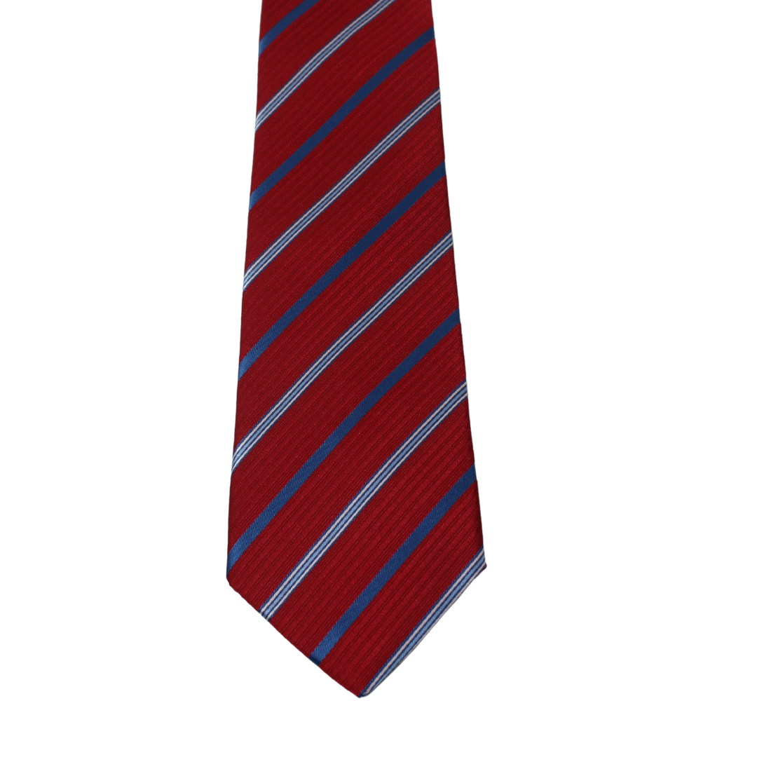 BRIGHT RED AND BLUE CLUB STRIPED TIE