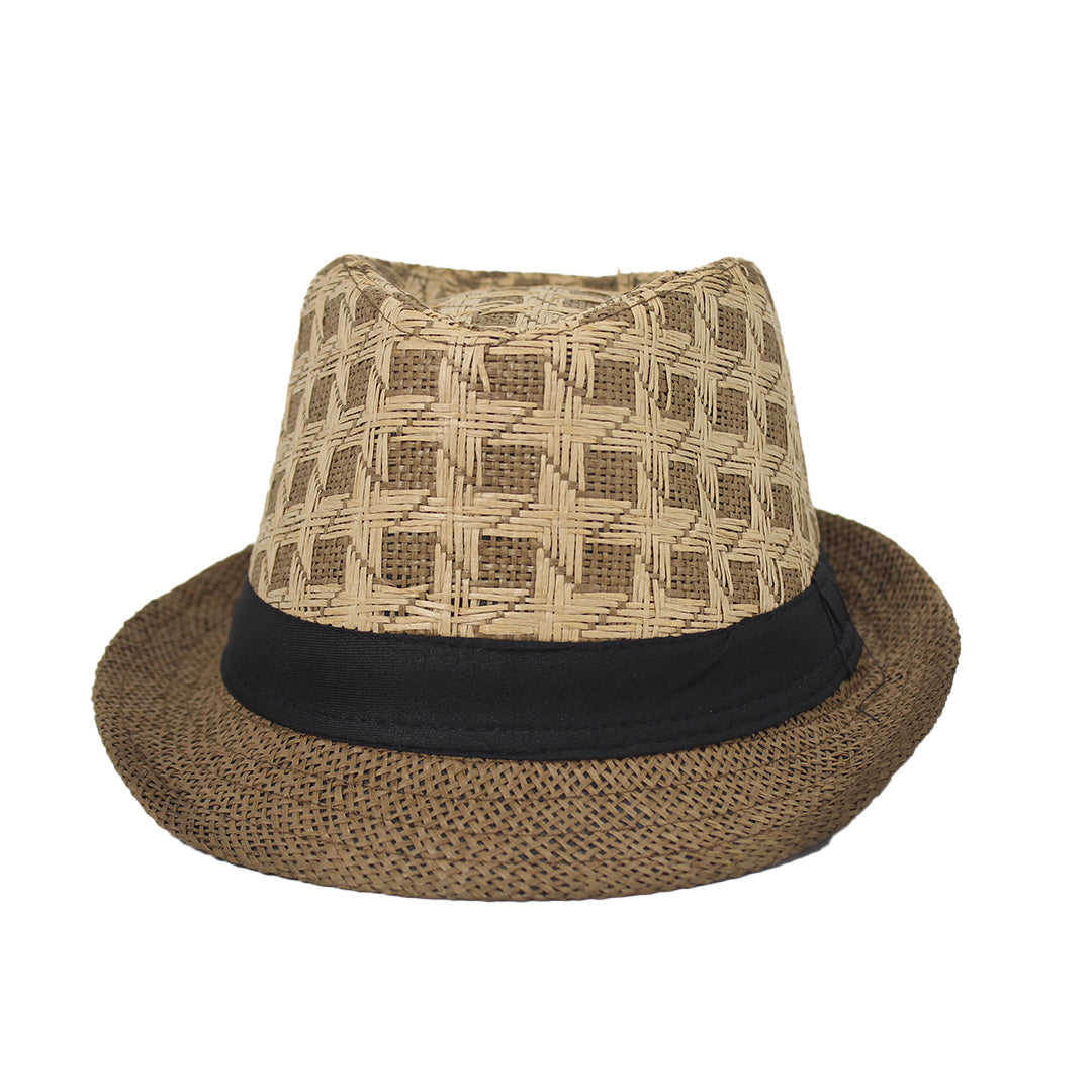 SUMMER BREEZE BROWN CHECK FEDORA HAT