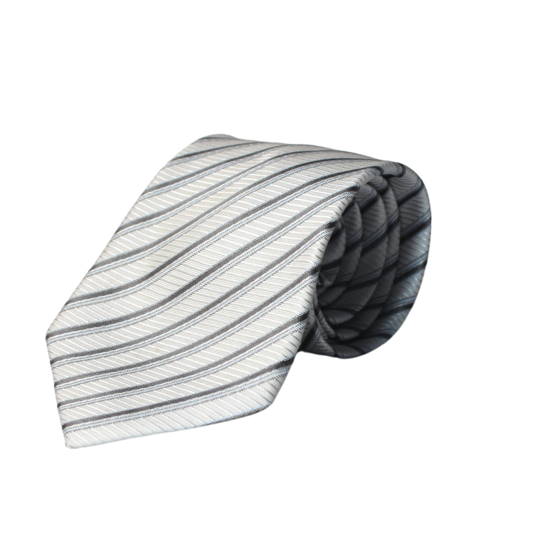 GREY & SILVER PENCIL STRIPED TIE