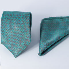 DEEP AQUA TEXTURED POCKET SQUARE & TIE SET