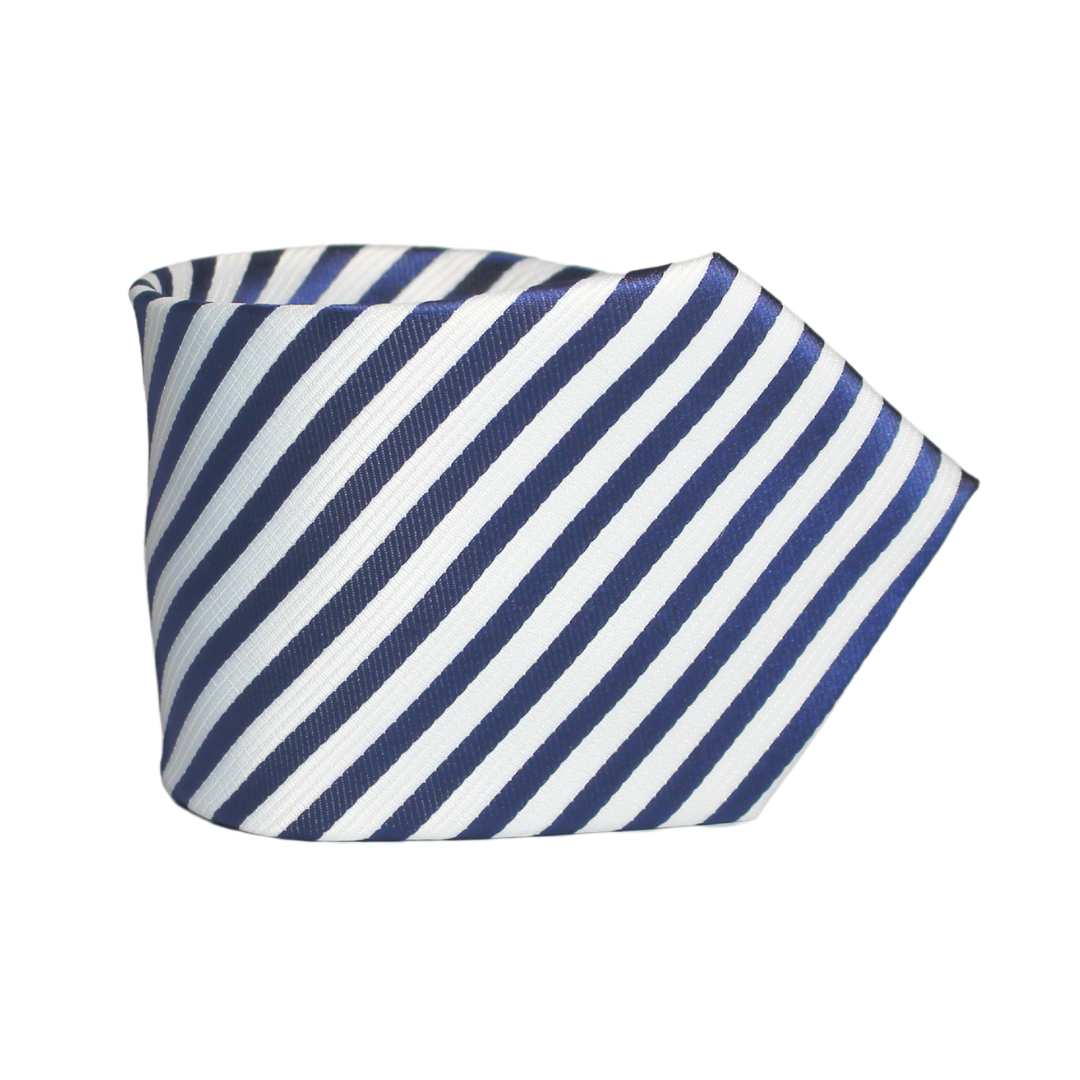 BLUE & WHITE CANDY CANE STRIPED TIE