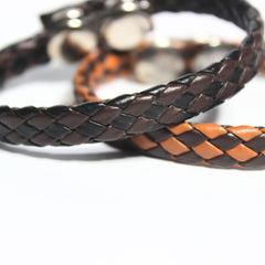 BRAIDED BROWN COUPLE BRACELET SET