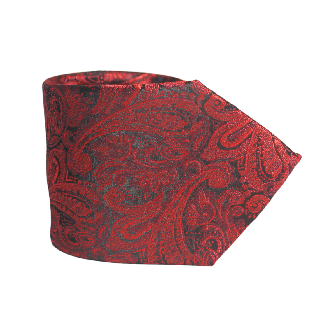 DEEP RED TWIN PAISLEY TIE