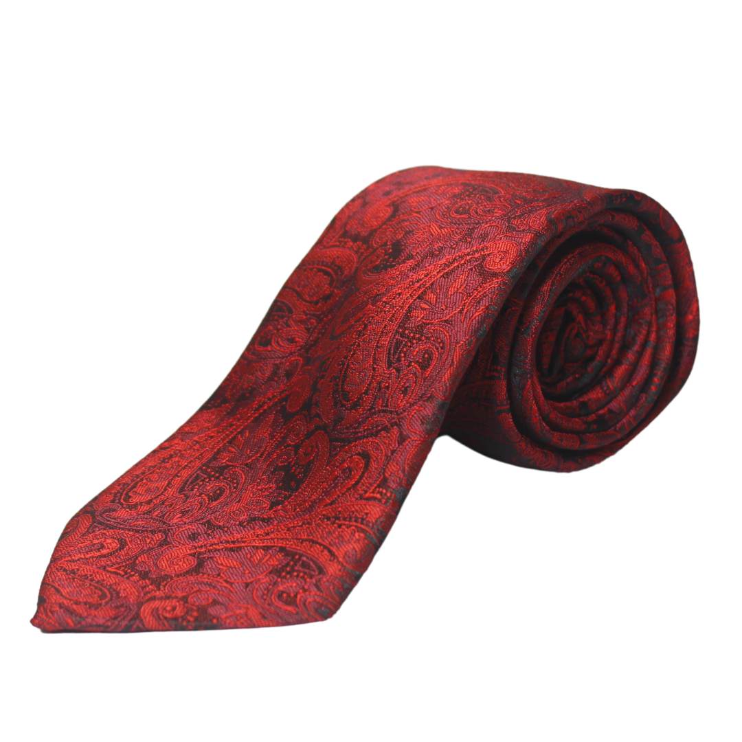 DEEP RED TWIN PAISLEY TIE