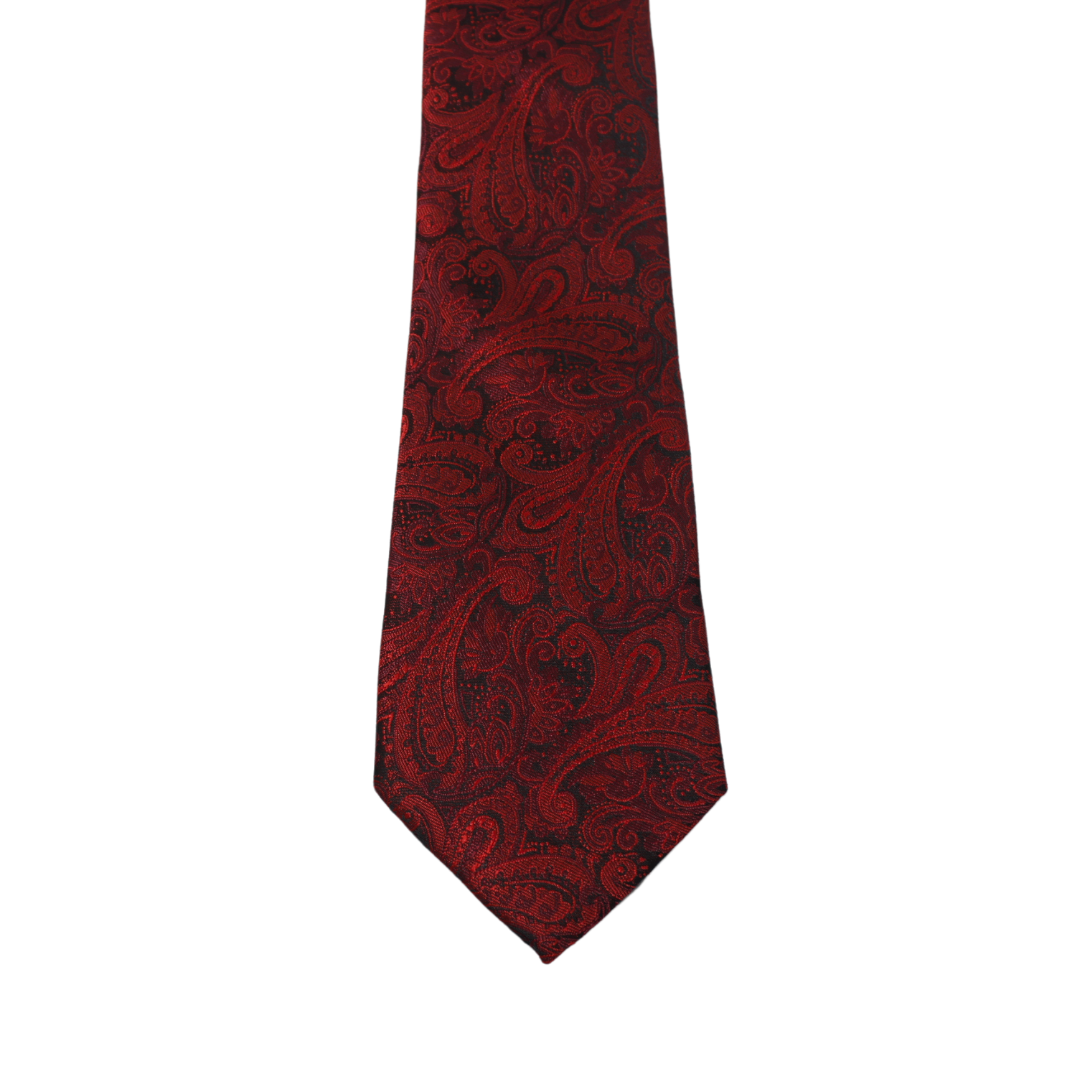 DEEP RED TWIN PAISLEY TIE