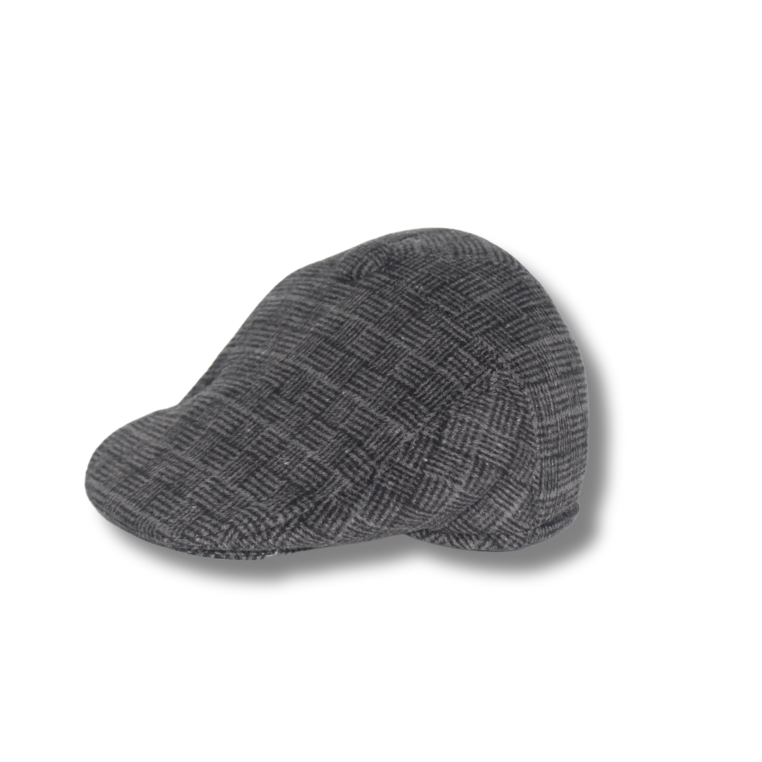 VINTAGE CHECKERED CHARCOAL BERET CAP