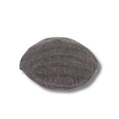 VINTAGE CHECKERED RUSSET & GREY BERET CAP