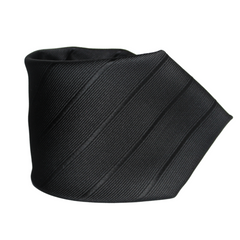 JET BLACK WIDE STRIPED TIE