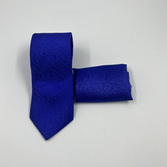 ROYAL BLUE SELF PRINTED TIE & POCKET SQUARE SET