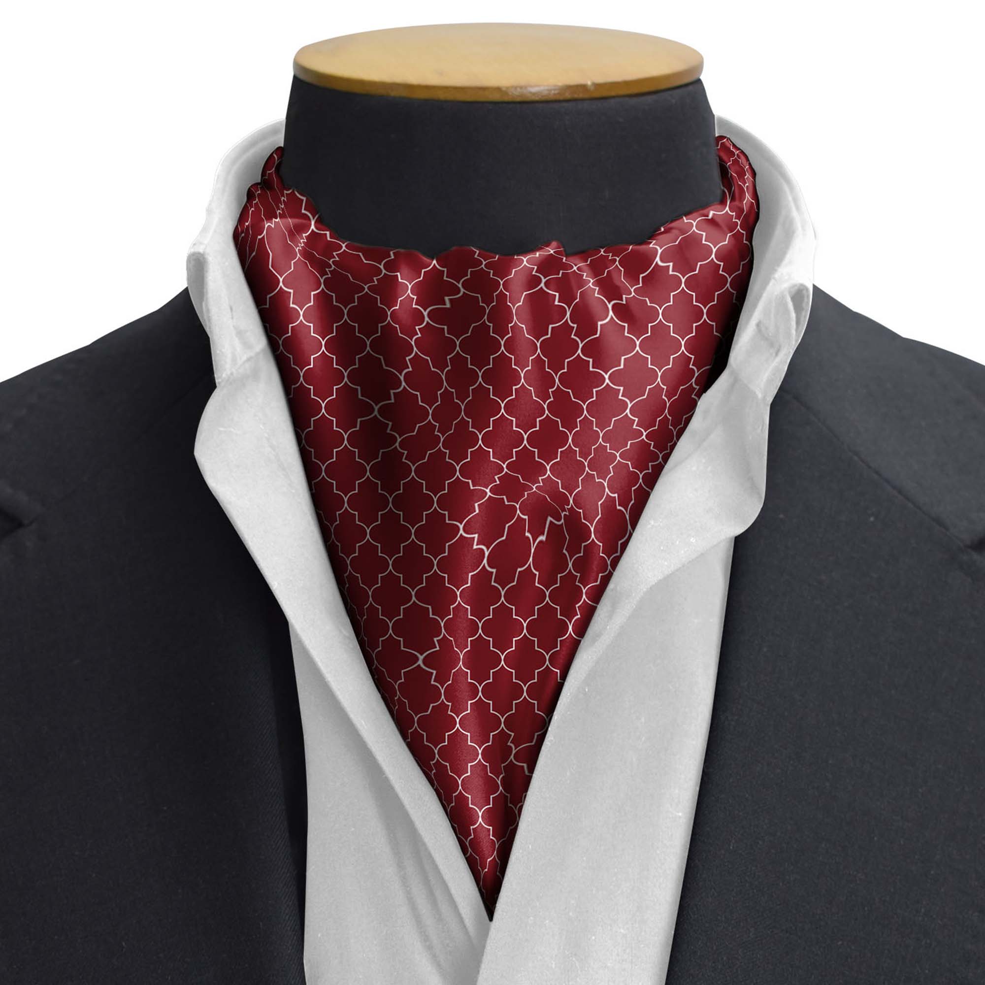 MAROON WHITE TARTAN SILK CRAVAT