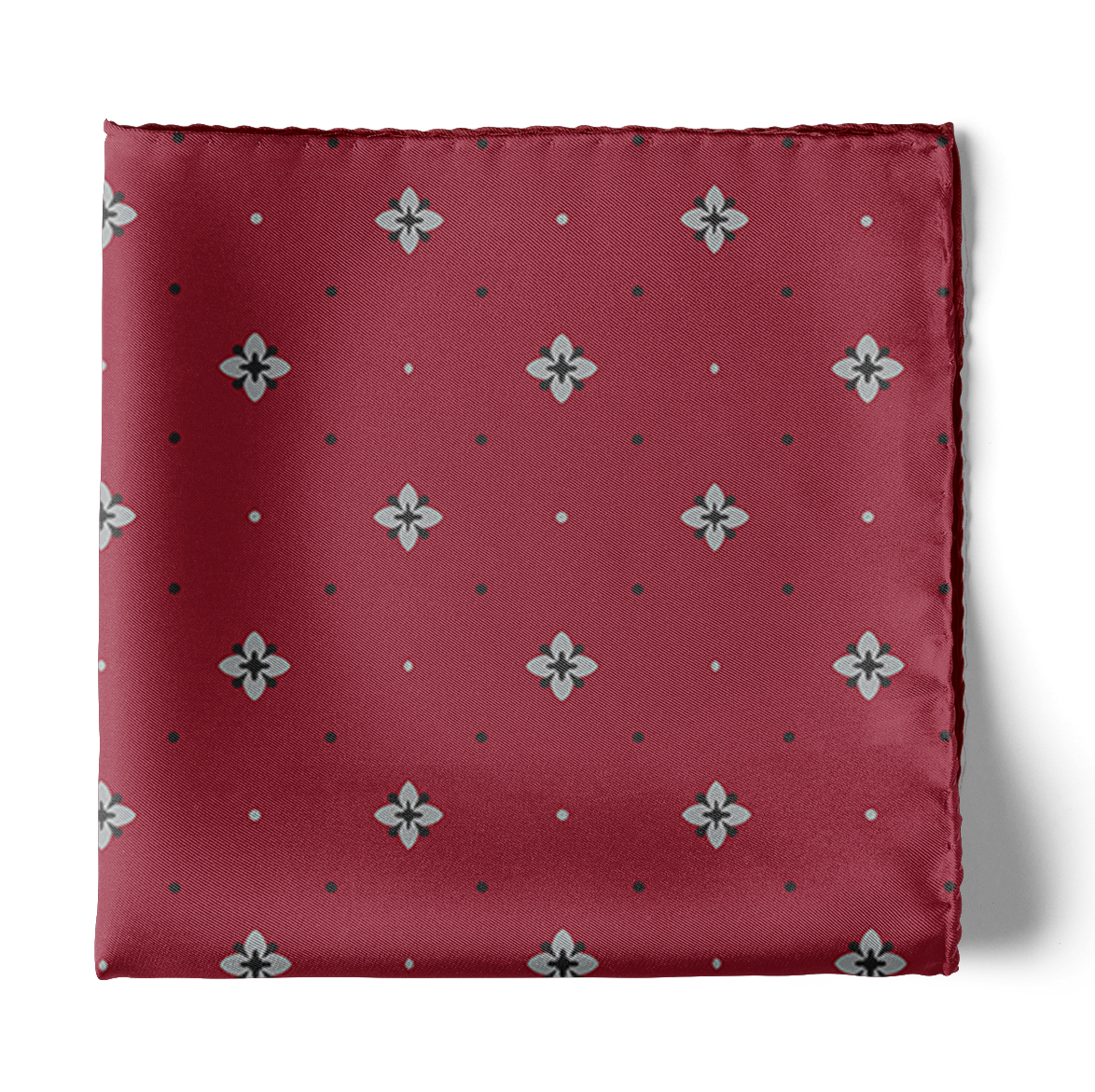 OXFORD MAROON SILK POCKET SQUARE