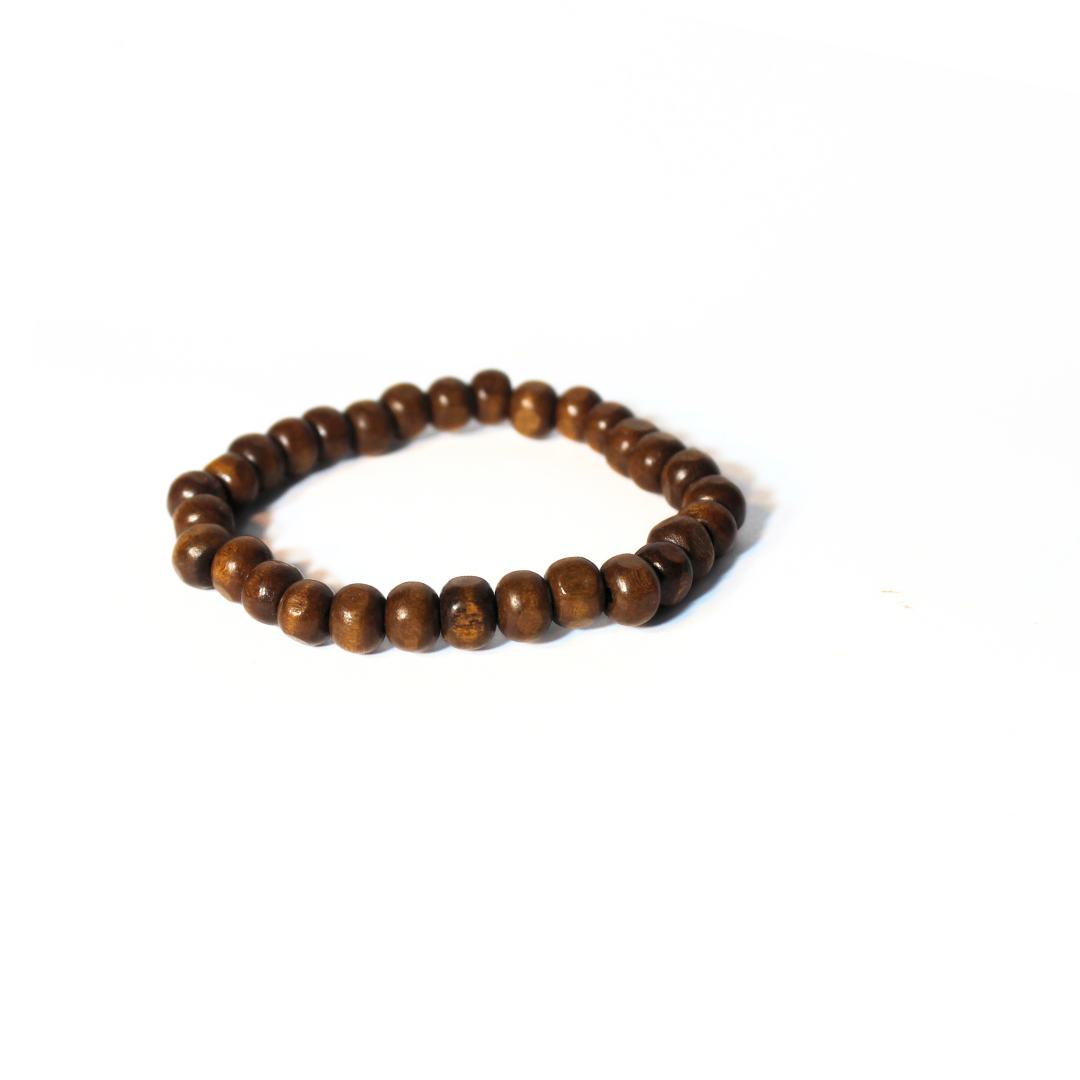 WOOD BROWN BEADED BRACELET