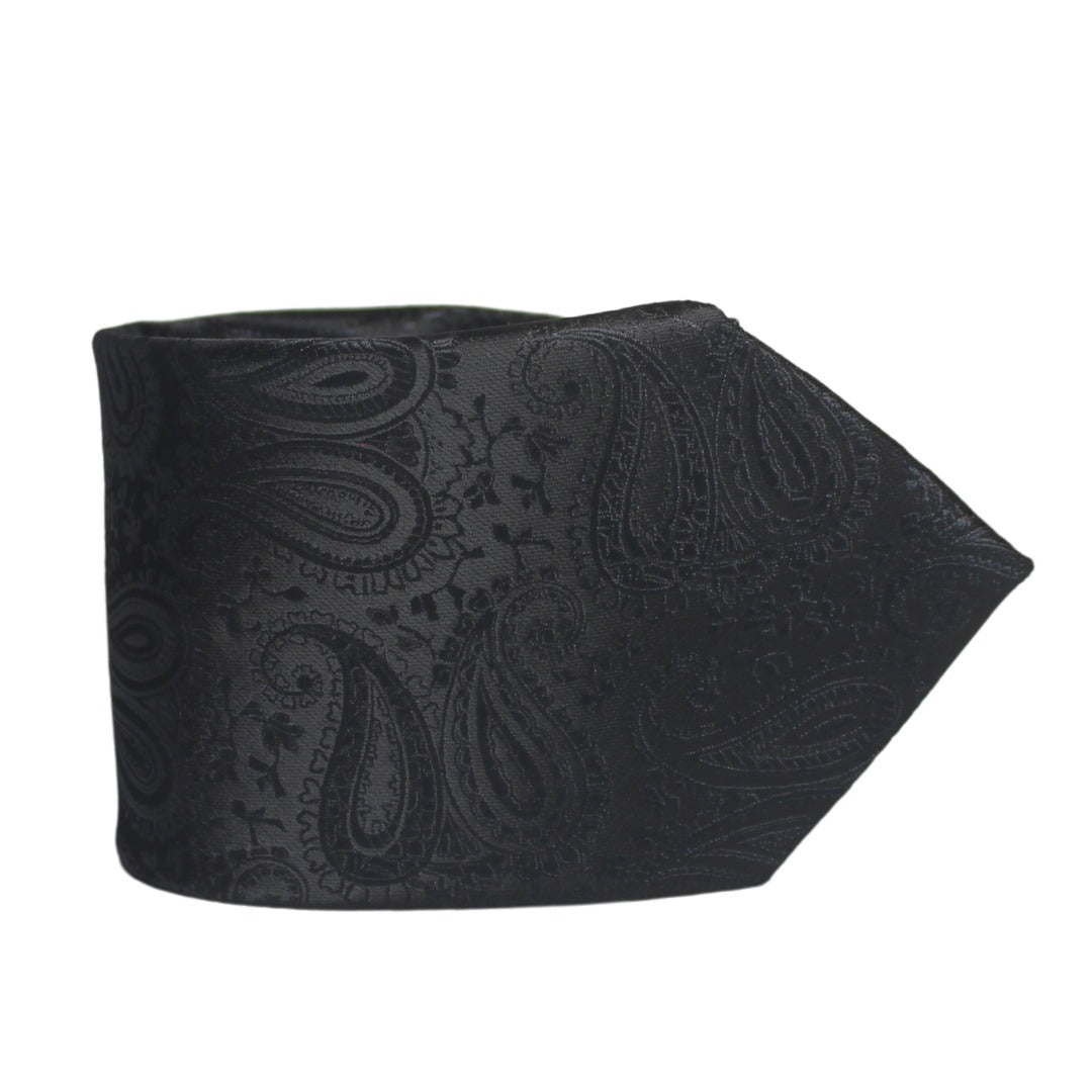 DEEP BLACK TWIN PAISLEY TIE