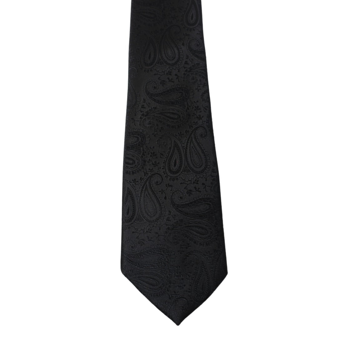 DEEP BLACK TWIN PAISLEY TIE