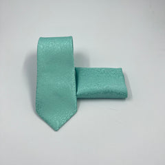 CELESTE AQUA SELF PRINTED TIE & POCKET SQUARE SET