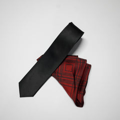 SCOTTISH RED POCKET SQUARE AND TIE SET